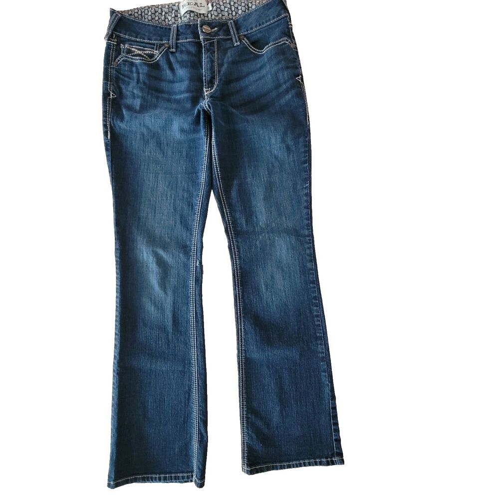 Ariat REAL Perfect Rise Boot Cut Jeans Women's 32L Dark Blue Measures 33x33.5
